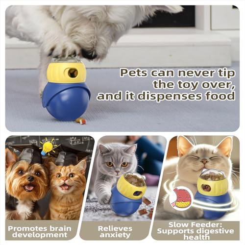 Interactive Cat Toys - Adjustable Food Dispenser | Fun Sliding & Rolling | Enrichment Portion-Control Slow Feeder for Kittens & Adult Cats