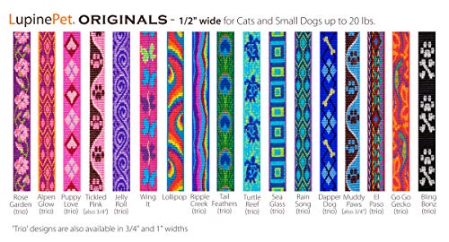 Breakaway Cat Collar with Bell by Lupine 1/2" Wide Ripple Creek Design adjusts 8-12"