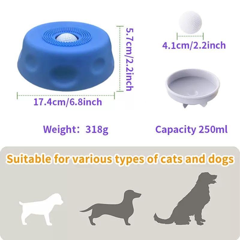 Slow Feeder Dog Lick Bowl with 3 Rolling Ball,Anti-Slip Silicone Puzzle Feeder for Liquid Treats,Bone Broth,Yogurt,Wet Food,Anxiety Relief Enrichment Lick Toy for All Dogs & Cats (Blue-2Pcs) - color: Blue-2Pcs
