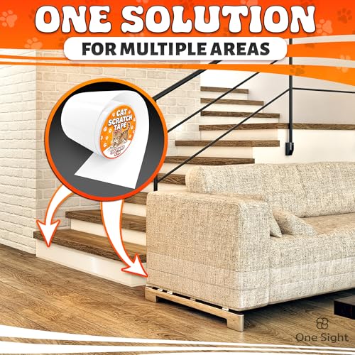 Double Sided Cat Tape for Furniture 4" X 30 Yards – PVC Couch, Carpet and Door Protection with Easy Peel Arrow Marker, Wide Clear Sticky Adhesive Cat Scratch Furniture Protector – Easy to Install
