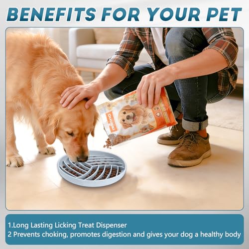 Silicone Slow Feeder Bowls for Dogs and Cats - Wet Food, Suction Cups, Interactive, Reduces Boredom, Anxiety, Anti-Choking, Non-Slip Design (Pink & Blue) - color: Pink & Blue
