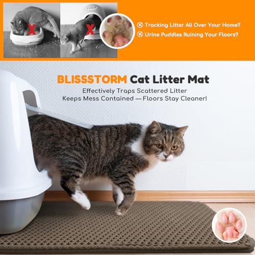 Extra Large Waterproof Cat Litter Mat - 31x24 Inch Honeycomb Double Layer Traps Litter, Waterproof & Non-Slip Floor Protector, Easy Clean, Odor-Free, Brown - color: Brown