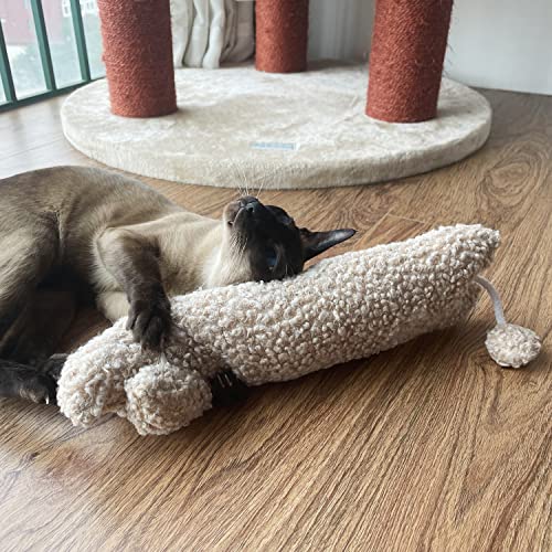 TTcat Catnip Silvervine Matatabi Pillow for Cats & Kittens,Cat Kicker Toy,Large Size Cat Pillow Soothing Plush Cat Toy(Beige). - color: Beige