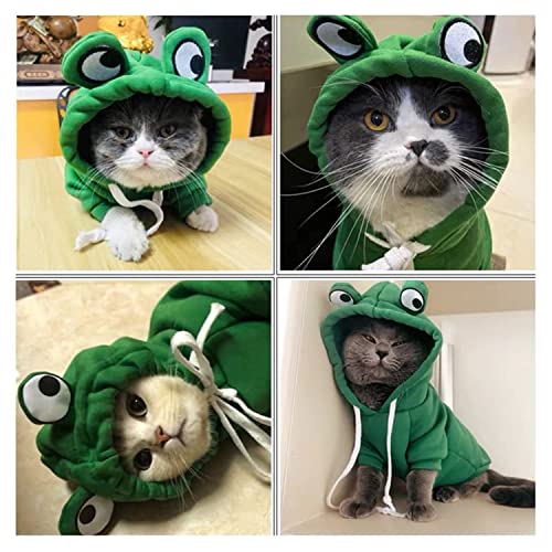 Dog Hoodie Basic Sweater Coat Cute - Frog Shape Warm Jacket Pet Cold Weather Clothes Outfit Outerwear for Cats Puppy Small Medium Dogs - Size L - color: Green Frog, size: Large