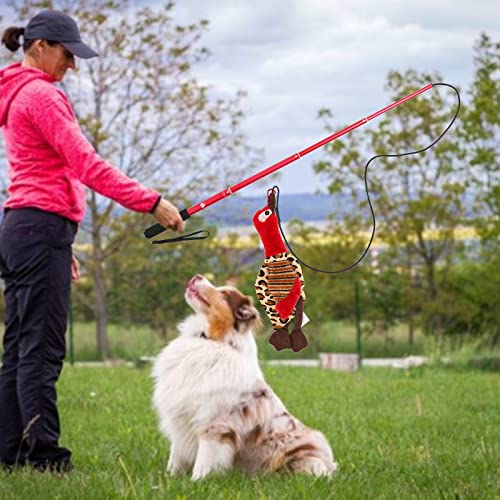 Interactive Dog Toys - Extendable Flirt Pole with 2pcs Squeaky Plush Toy Tugs Red Green for Dog Outdoor Entertainment, Train and Exercise - color: red