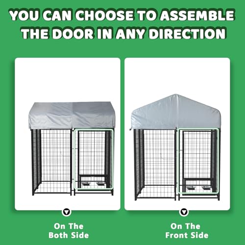 LEMBERI 4x4x4 Outside Dog Kennel with Roof for Large Dogs,Heavy Duty Welded Wire Steel Dog Playpen Fence with Secure Lock, Pet Pen with UV-Resistant Waterproof Cover (45.4''L x 50.4''W x 56.6''H) - size: 45.4"L x 50.4"W x 56.6"H