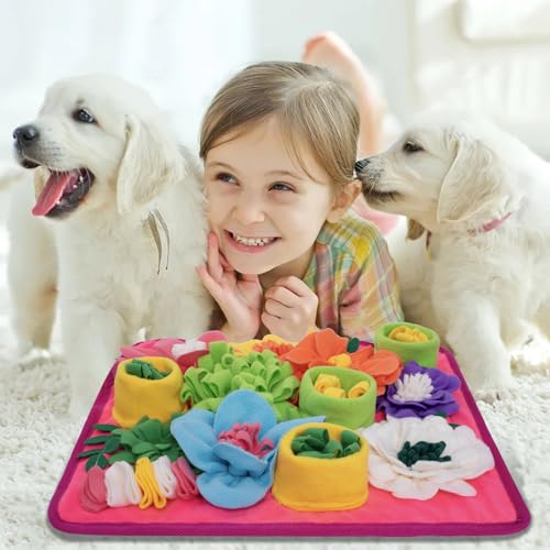 Snuffle Mat for Dogs, Sniff Mat Slow Feeding Mat for Small Pets Cats, Rabbits - Help Stress Relief and Training - Stimulate Your Pet's Foraging Skills! (Bright Pink) - color: Bright Pink