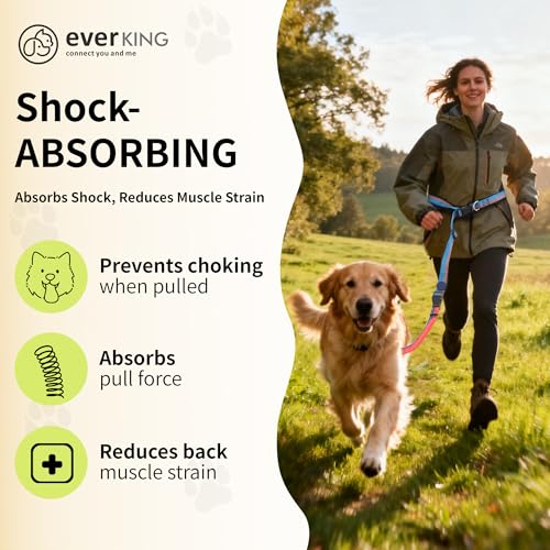 EVERKING 6ft Hands-Free Dog Leash - 6-in-1 Adjustable with 360° Rotating Buckle, Night Reflective & Shock Absorbing for Large/Small Dogs (Up to 120lbs) (Dark Blue) - color: Dark blue