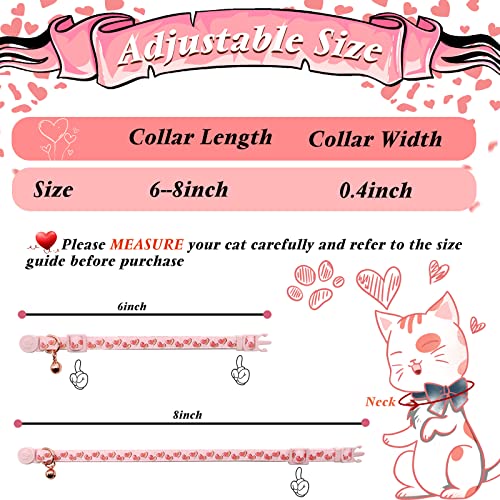 4 Pack Valentines Kitten Collar with Bell Valentines Day Breakaway Kitten Collars with Cute Heart Pattern Adjustable Size Suitable for Kittens - color: Valentine, size: Kitten(Neck:6"-8")