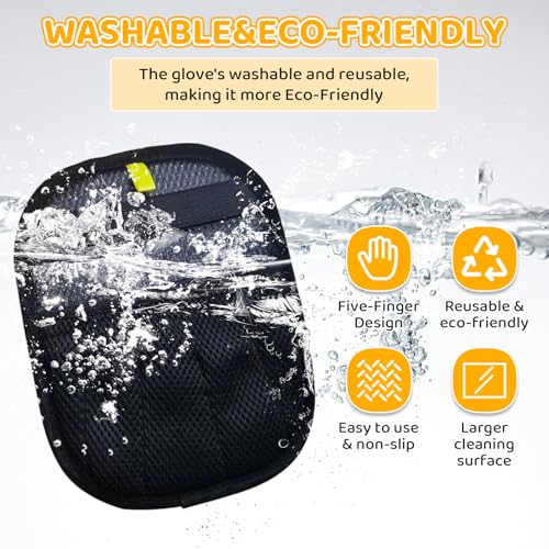 Pet Hair Removal Glove for Dogs & Cats, 2026 Newly Upgraded Five-Finger Electrostatic Pet Hair Gloves, Pet Hair Remover Tool for Clothing, Couch, Carpet, Car Seat(2 Pack Black)