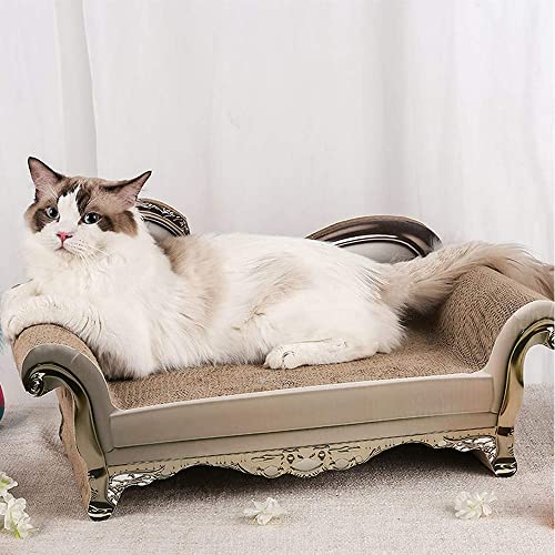 Cat Scratcher Sofa Bed - Corrugated Cardboard Scratching Pad, Luxury Cat Lounge Bed, Furniture Protecter with Textured Scratcher Mat - color: white