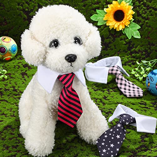 Saintrygo 4 Pieces Cat Dog Tie with Collar Adjustable Puppy Pets Formal Necktie Collars Cat Dogs Bow Ties for Small Pets Grooming Costume Accessories