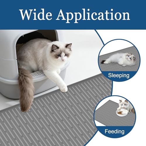 XXL Extra Large Silicone Cat Litter Trapping Mat for Scatter Control, 40"x30"(100cmx75cm) Waterproof Kitty Litter Box mat for Floor, Soft on Kitty Paws, Easy to Clean, Black - color: Black