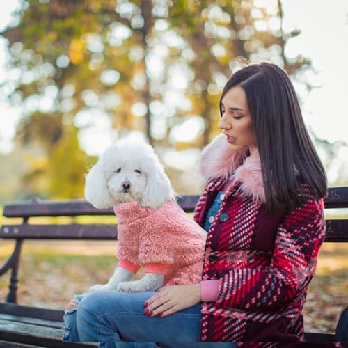 Idepet 3 Pack Fuzzy Velvet Dog Pajamas, Plush Dog Sweater Onesie Soft Pet Clothes Winter Outfit Doggy Pjs Puppy Jumpsuit, Cat Coat, Small - color: Pink+Purple+RoseRed, size: Small