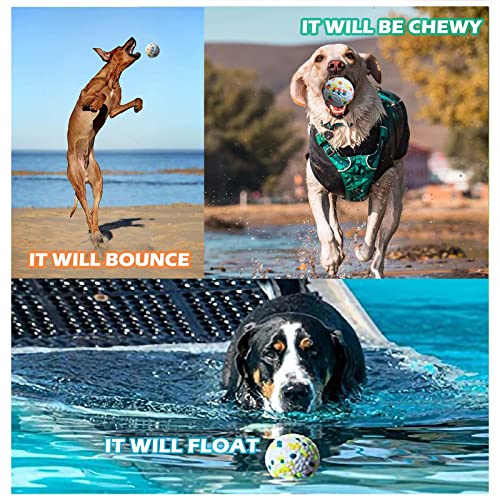 3Pack Dog Ball Toys Indestructible Dog Ball Float On Water Fetch Bouncy Durable Solid Rubber Ball for Puppy Small and Medium Dogs Playing Toys (3Pcs-2.55'') - color: A.Orange+Blue+Green