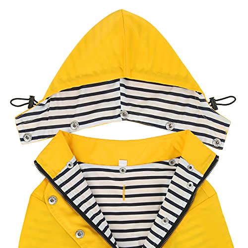 HDE Dog Raincoat Poncho Double Layer Zip Rain Jacket with Removable Hood, Leash Hole for Small to 3XL Dogs and Puppies Yellow - M - color: Yellow, size: Medium