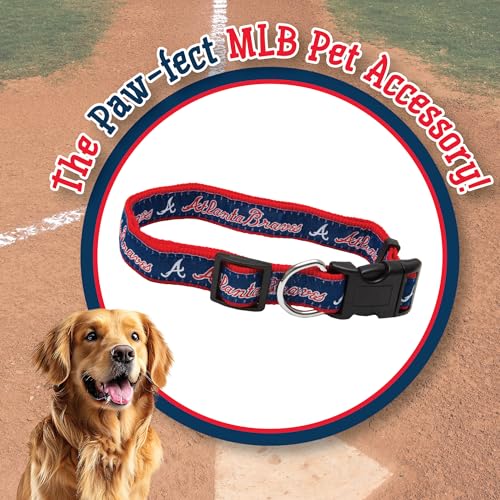 MLB Atlanta Braves Licensed PET COLLAR- Heavy-Duty, Strong, and Durable Dog Collar. Available in 29 Baseball Teams and 4 Sizes - color: Atlanta Braves, size: Medium