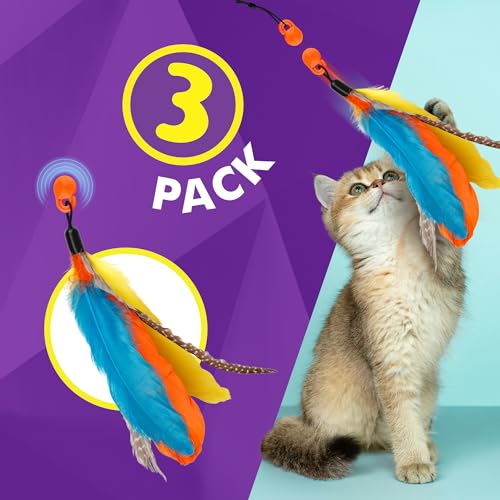 Cat Amazing Snatch Feathers Replacement Pack - 3 Magnetic Feather Attachments for The Snatch Magnetic Wand - Cat Toy Feathers â Cats Can Really Catch! - style: Snatch Feather Attachment 3-pack