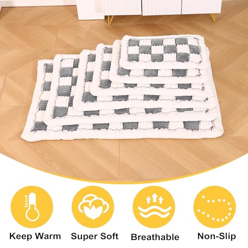 Dog Bed Mats Crate Pad for Small, Medium, Large Dogs, Washable Anti-Slip Pet Bed Mats, Cozy Warm Cat Beds Sleeping Pad (Bluegrey&White, 30.0" L x 20.0" W x 1.5" Th) - color: BlueGrey&White, size: 30.0"L x 20.0"W x 1.5"Th