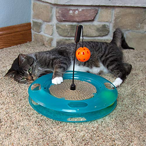 Kitty City Swat Ball Track Cat Toy, 3 Toys in 1 Cat Toy for Cat and Kitty, Ball Track Cat Toy with Hanging Ball and Scratch Pad, 10.5" x 12.00" x 12.00, CM-0209-CS01 - color: D) Medium Scratcher