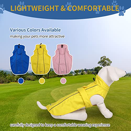 Waterproof Dog Raincoat with Reflective Strip, Adjustable Breathable Rain Coat Jacket with Leash Hole for Dogs (Pink, X-Small) - color: Pink, size: X-Small