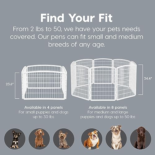 IRIS USA 34" Exercise 8-Panel Pet Playpen with Door, Dog Playpen, Puppy Playpen, Small Medium Large Dogs, Keep Pets Secure, Easy Assemble, Rust-Free, Heavy-Duty Molded Plastic, Customizable, White - color: White, style: 8-Panel w/ Door