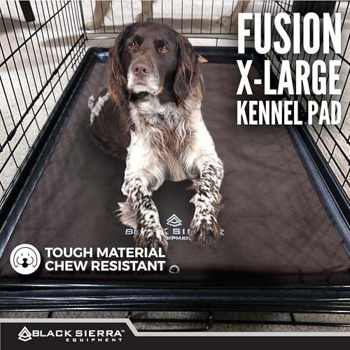Black Sierra Extra Large Dog Kennel Pad, 1 Inch Thick Padding Measures 32" x 22", Water Resistant Crate Cushion for Hunting or Travel, Durable and Slip Resistant Pet Bedding Mat - size: Extra Large