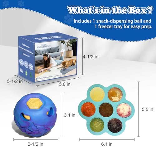 5-in-1 Dog Toy, Frozen Dog Treats to Keep Dogs Busy, Interactive Treat Dispensing Dog Toy Puzzle, Interactive Chew Toys for Puppy Small Medium Dog, Power Chewer, Durable Rubber-Easy to Clean (small) - color: Blue, size: Small
