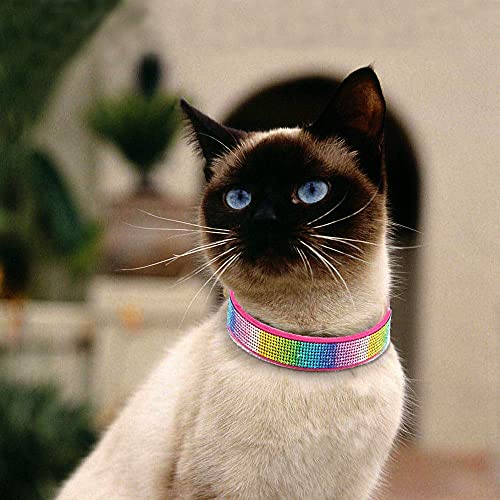 Rhinestone Bling Leather Dog Collar and Leash Set, Cute Dazzling Sparkling Soft Velvet Dog Cat Collar Crystal Diamond Puppy Collar (XS, Hot Pink2) - color: Hot Pink2, size: XS