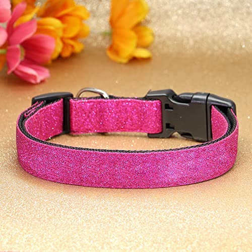 TDTOK Glittering Basic Dog Collar, Comfy & Durable Dog Collar for Small Medium Large Dogs with Eco-Friendly Plastic Buckle, Adjustable Stylish Nylon Dog Collars, Fit Necks: 9.8-22.4’’ (S, Rosy) - color: Rosy, size: S
