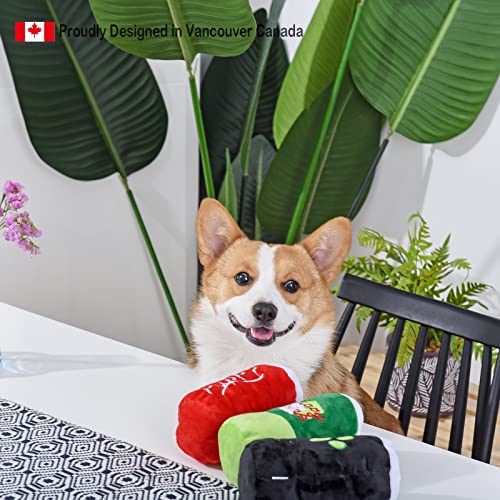 HugSmart | Plush and Squeaky Dog Toys (Soda Drinking Cans Combo)|Soft Plus Interactive Fetch Dog Toy for Small Medium Breeds (Puppy Drink 2 Pack)