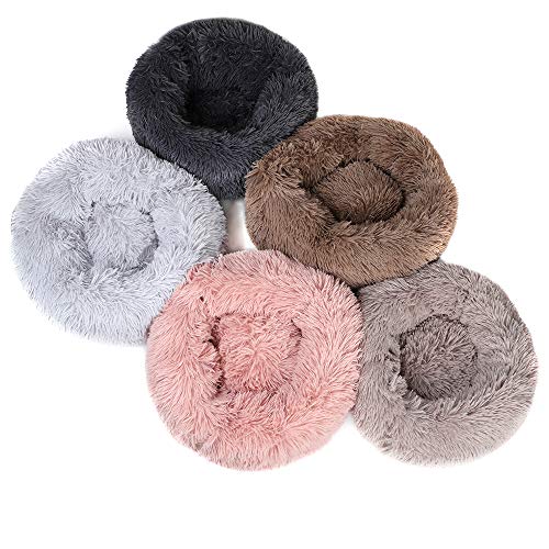 otoez Kitten Puppy Bed Extra Small XS Round Dog Cat Beds Anti Anxiety Plush Pet Calming Donut Bed with Non-Slip Waterproof Bottom, Washable (15.7", Pink) - color: Pink, size: 15.7"