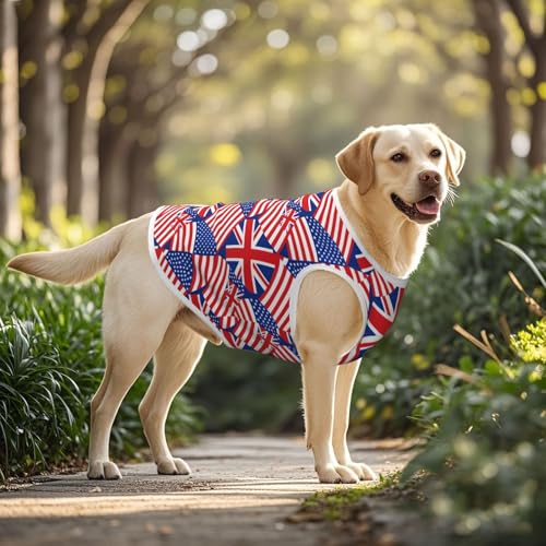 SWEET TANG Dog Lightweight T-Shirt British American Flag Repeat Pattern, Cool Breathable Stretchy Medium Large Dog Shirts, Soft Pet Shirts for Puppy Kitty Cats, X-Large - color: Pattern (112), size: X-Large
