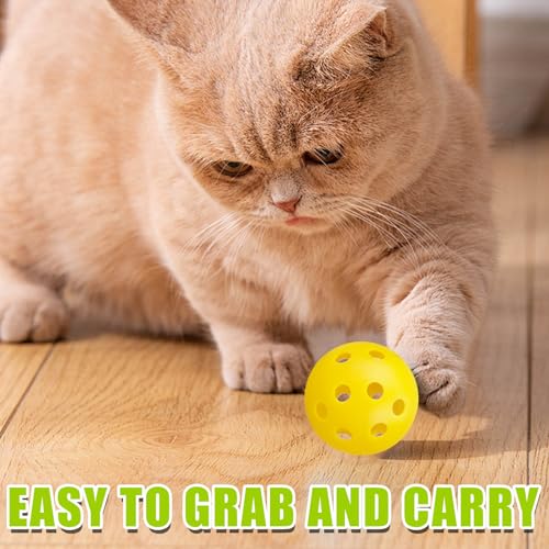 12Pcs Cat Ball Toy, Low Noise No Bells Holey Plastic Cat Balls, Funny Interactive Cats Toys for Indoor Cats, Firm Toy Balls for Kitten Puppy Ferret Bird (1.65") - color: 12/Pack, Plastic Balls