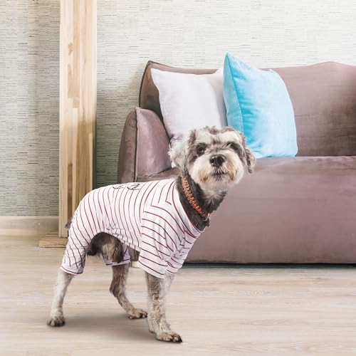 2-Pack Cotton Dog Pajamas Lightweight Dog Onesies for Small Medium Dogs and Cats Puppy Body Suits Cute Baby Dog Jumpsuit I Love My Mommy/Daddy Printed Pet Clothes, XL - color: Star & Stripe, size: X-Large (10-13lb)