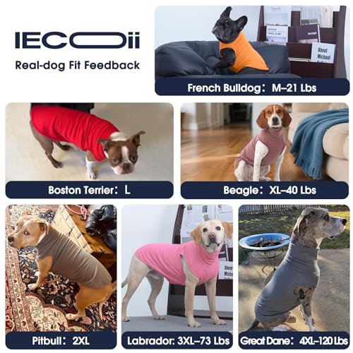 IECOii Dog Fleece Vest Sweater - Stretch Warm Pullover with Turtleneck,DarkRed,Large, Easy On/Off Winter Dog Sweater for Medium Large Dogs Girl Boy, Winter Fall Jumpsuit with High Neck - color: Darkred, size: Large