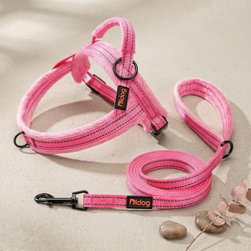 Didog Soft Flannel Padded Dog Vest Harness, No Pull/Quick Fit Reflective Dog Strap Harness, Easy for Training Walking (XS:Chest 15-18", Pink) - color: Pink, size: XS:chest 15-18"
