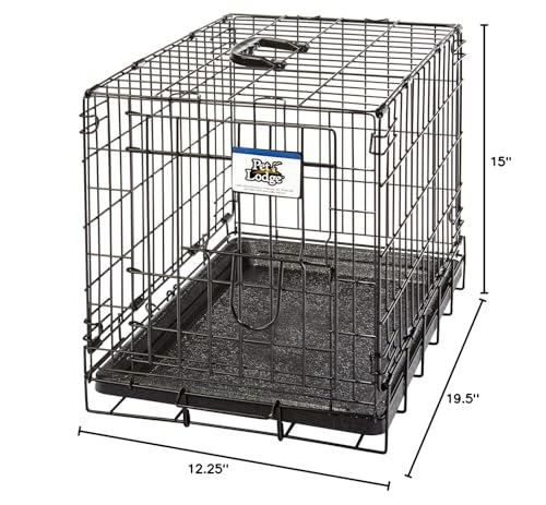 Pet Lodge® Wire Dog Crate | Small Pet Carrier | Easy to Clean | Multi-Functional Pet Crate | Single Door Crate | Great for Pets Up to 10lbs | X-Small - size: 19.5"L x 12.3"W x 15.0"H