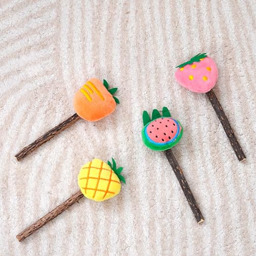 Cat Chew Toys 4 Pack, Silvervine Sticks and Organic Catnip Toys for Indoor Cats, Kitten Teething Chew Stick Toys, Dental Chew Toys for Cats, Interactive Cat Kicker Toys for Kittens and Adults