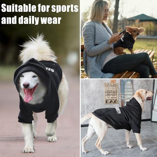 Dog Hoodie Security Glow-in-The-Dark Dog Sweater Sweatshirt Hooded Soft Brushed Fleece Winter Clothes with Dual Pocket Zip Puppy Hoodies for Small Medium Large Dogs Black XS - color: Black, size: X-Small