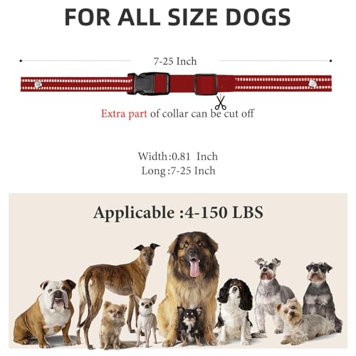 Collar Replacement Strap, Reflective Replacement Nylon Collar Strap Dog GPS Training Bark Receiver Collars, Durable Adjustable E Collar Straps for Small Medium Large Dogs, Red - color: Red