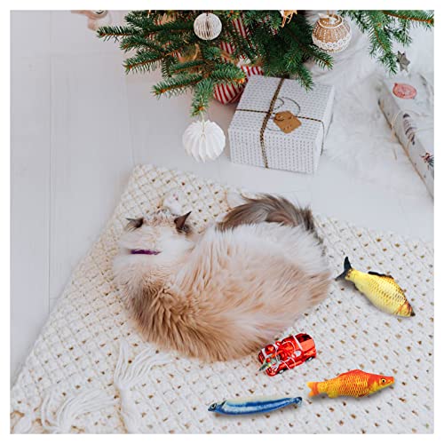 WishLotus Catnip Toys 3 Packs, Cotton Filled Interactive Cat Fish Toys with Catnip, Cat Chew Toys Cute Pillow Cat Entertaining Toys for Cats and Kittens (Fish)