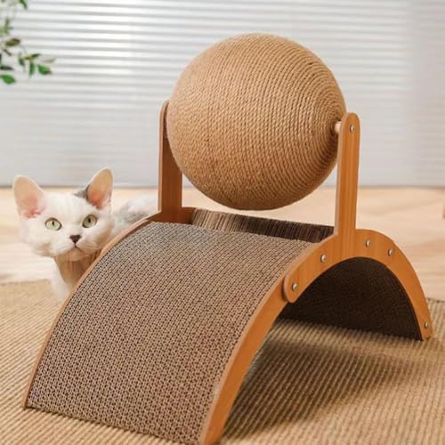 Interactive Cat Scratcher, Cat Scratching Post Design with Arch Bridge Balls-Stylish CatScratching Board, Natural Sisal Scratcher Ball, Fun and Engaging Scratching Post for Exercise - color: 2PCS Small, size: free size