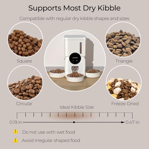 Automatic Cat Feeder for 3 Cats with Slow Feed, 6L Smart WiFi Pet Feeder, 2.4G & 5G Dual-Band, Battery Powered with 15-Day Battery Life, for Cats & Small Dogs (White) - color: White