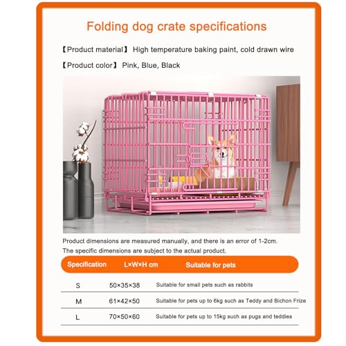 Dog Crate, 2 Doors Folding Mental Wire Dog Cage Training Kennel, with Removable Tray, Suitable for Small and Medium Dogs (Size : 61x42x50cm) - size: 24.0"L x 16.5"W x 19.6"H