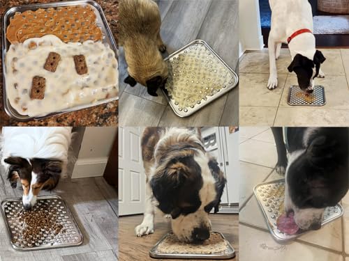 1Pack Stainless Steel Large Lick Mat for Dogs & Cats, Chew-Proof Slow Feeder, Anxiety Reducer, Whisker-Friendly for Cats, Non-Slip Heavy Duty Base, Raw Feeding Pad, Dishwasher Safe - color: Large-1Pack
