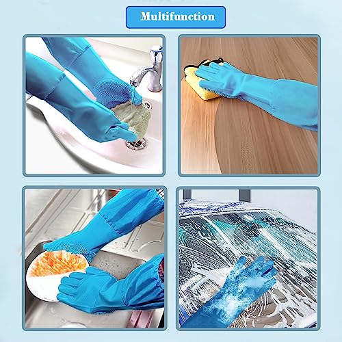 Pet Grooming Gloves Pet Hair Remover Cat, Dog Washing Gloves Silicone Heat Resistant Cleaning Gloves with High-Density Teeth Grooming Gloves for Dogs, Cats, Horses, Rabbits (1 Pair - Blue) - color: 1 Pair - Blue