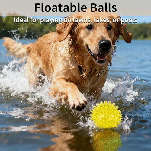 6 Pack Squeaky Spiky Dog Balls, Puppy Chew Toys for Teething, Food-Grade TPR Rubber Durable, Interactive Fetch Floating Dog Pool Ball Toy for Chewers for Small Medium (Small) - size: Small