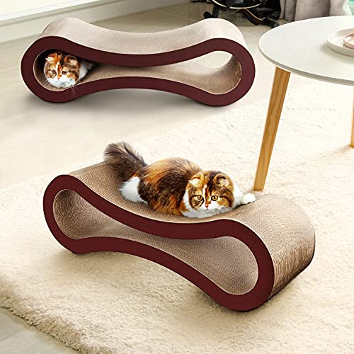 Simple Delxue Extra Large Cat Scratcher Cardboard Bed, 34" Horizontal Cat Scratcher Cardboard Lounge Bed, 100% Recyclable & Reversible Durable Board Pads Prevents Furniture Damage - color: Infinity Large