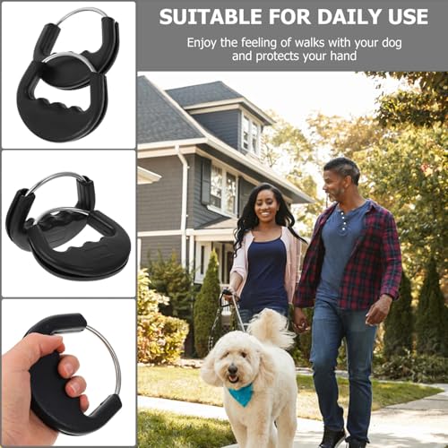 2 Pack Heavy Duty Dog Leash Handle with Rubber Grips Duty Dog Chains Handle Lead Grab Tab for Dogs Tie Out Cable Stainless Steel Tie-Out Chain Large Dogs Training Collar Runner Leash Lead
